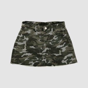 Justice Girls Distressed Olive Green Camo Print Jean Skirt Size 12